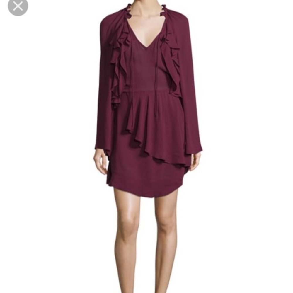NEW IRO Salene Ruffle Mini Ruffle Dress BLACK